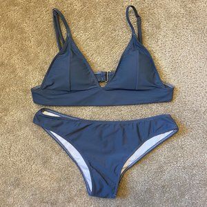 Zaful Steel Blue Triangle Bikini Small